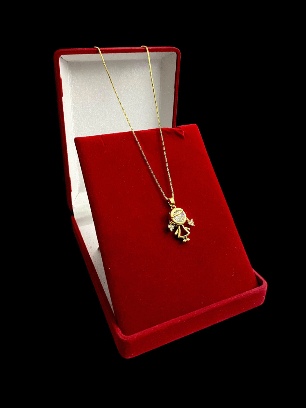 Cordão Feminino 1Mm Menina Cravejado - Banhado A Ouro 18K