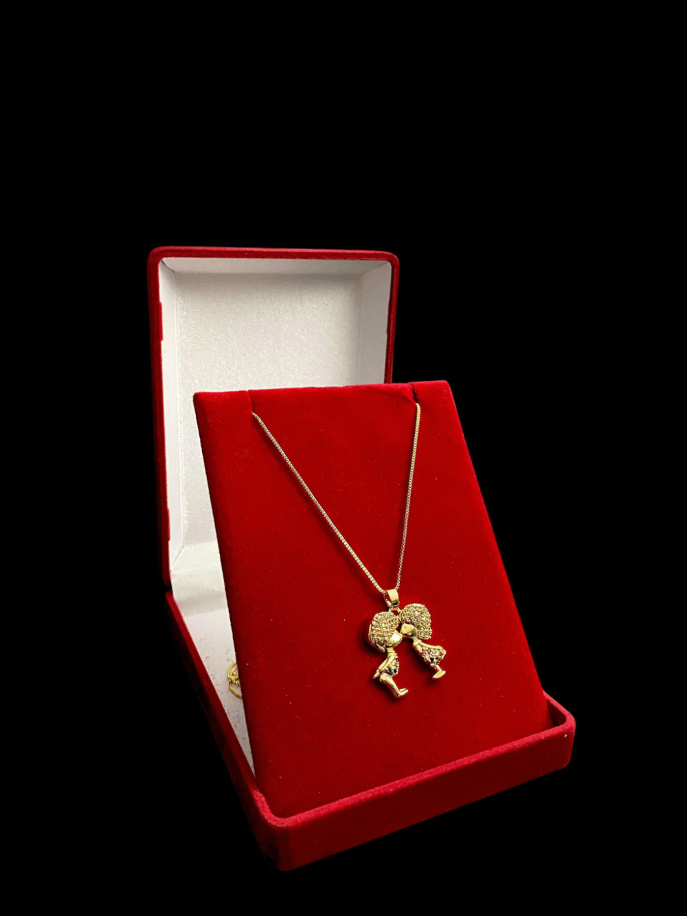 Cordão Feminino 1Mm Casal 3D - Banhado A Ouro 18K